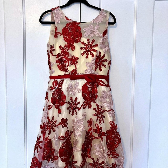 metisu Dresses & Skirts - 💖✨ METISU ELEGANT CREAM & RED FLORAL EMBROIDERY DRESS (XS) ✨💖